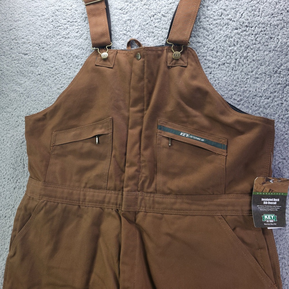 Key Apparel Mens Insulated Duck Bib Overalls Brown 275.29 XLT New
